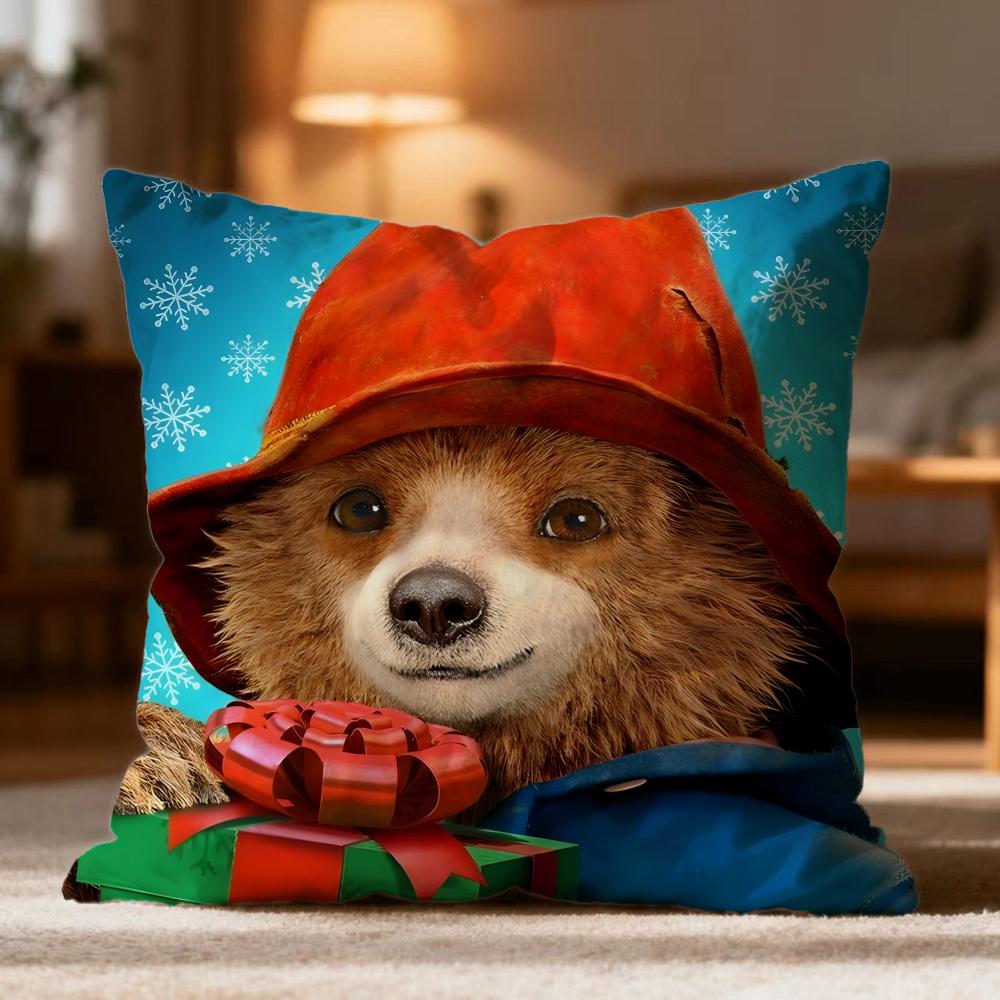 Fashion P-PPaddington Bear Cushion Cover Soft Washable Pillow Case Multi-Scene for Couch Bed Travel Office Use