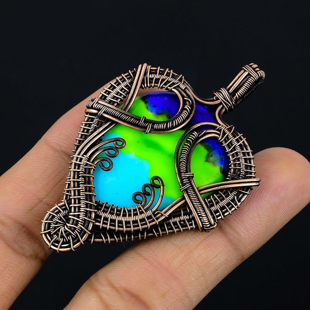 Multi Color Druzy Pendant, 999 Copper Wire Wrapped Gemstone Jewelry, Handmade Pendant, For Mother Day