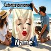 Custom Name Personalized Marilyn Monroe Print Beach Towel, for Trip Camping Beach Party Home Decor, Birthday Gift for Family & Friends
