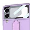 Phone Case for Samsung Galaxy Z Flip 3 Built in Screen Protector Phone Back Cover with Kickstand Ring Holder Purple