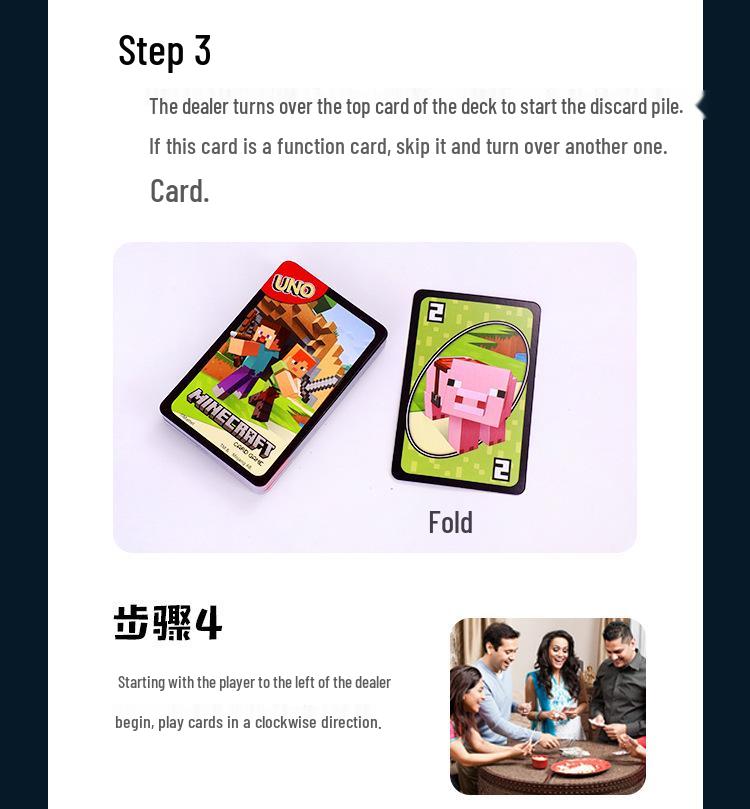 UNO Minecraft Edition: Genuine Mattel Playing Cards for Casual Multiplayer and Happy Party Games.