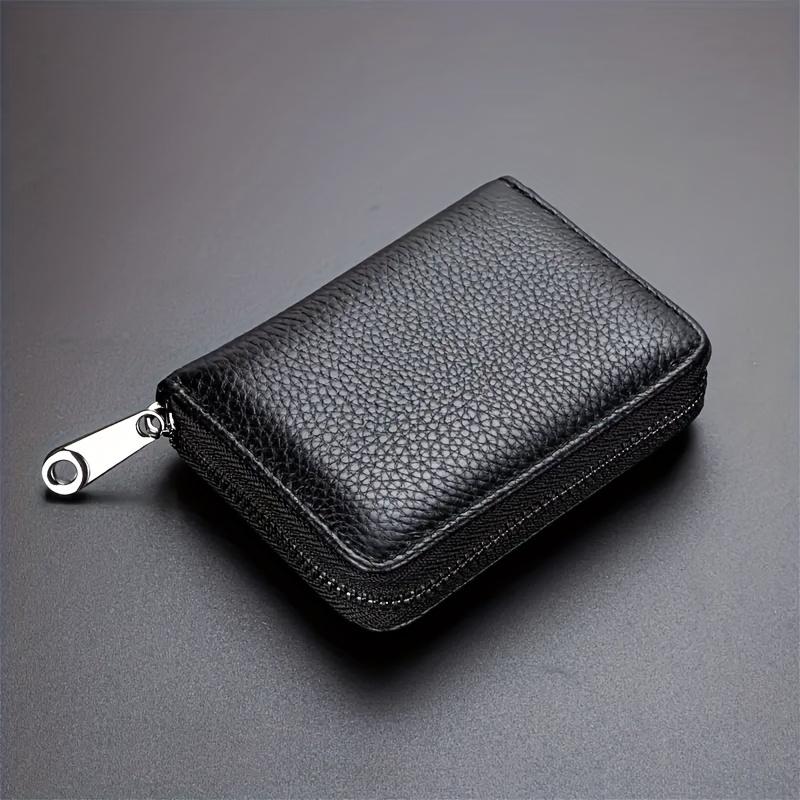 Multi Slot Card Holder Vintage Small Wallet Women Men Business Bank Credit Card Bag Male Coin Pouch Solid Leather Zipper Wallet