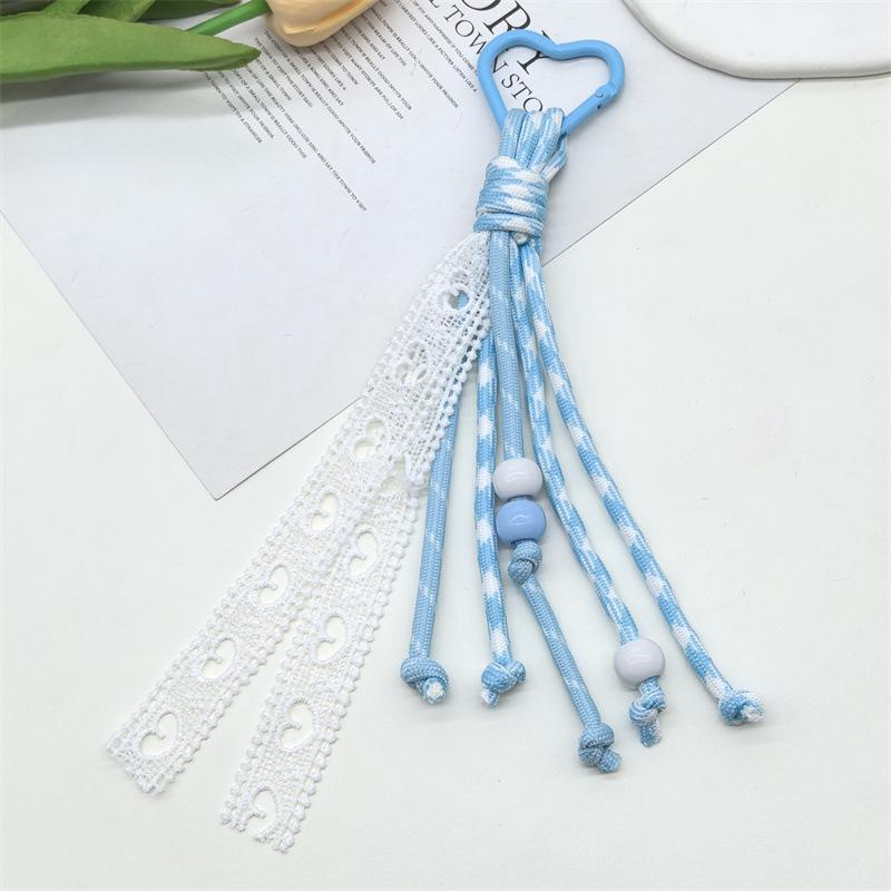 Kreative Bonbonfarben-Serie Spitzband geflochtenes Lanyard Miu-Stil Kletterseil Auto-Schlüsselanhänger Taschenanhänger