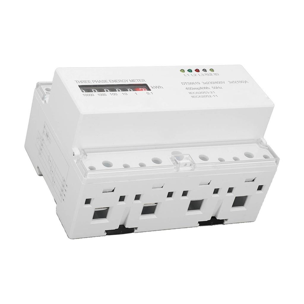 Electric Meter Din Rail 3 Phase 4 Wire KWh Energy Electricity Power Consumption Wattmeter 230V 400V