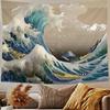 great wave Kanagawa Anime Tapestry Hippie Flower Wall Carpets Dorm Decor Wall Hanging Home Decor