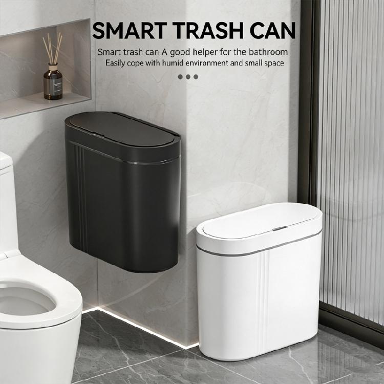 Trash Can Space Saving Wall Mount Trash Can Sensor Automatic Quiet Lid for Homes Kitchen Bathroom