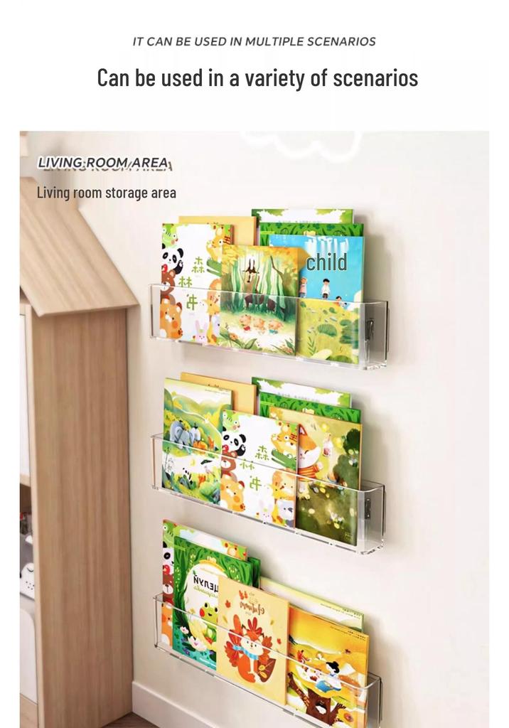 Creative Wall-Mounted Bookshelf: No-Drill Children's Book Display & Storage Rack