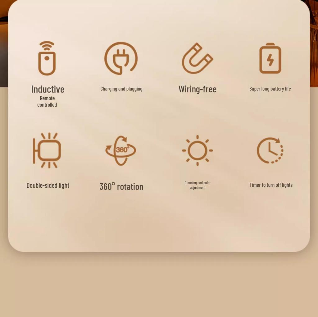 Wireless Rechargeable Magnetic Bedside Lamp with Remote Control and Sensor