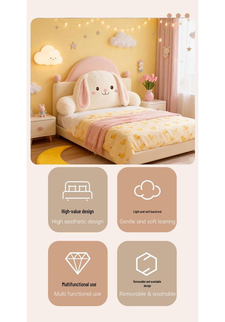 Soft Upholstered Bedside Cushion - Washable Tatami Style for Kids' Bedroom