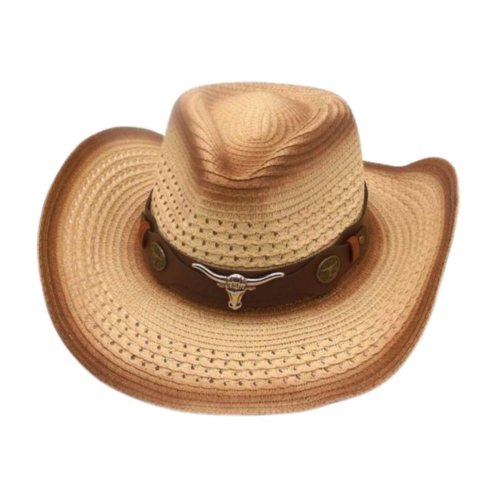 Spring And Summer Beach Windproof Sunscreen Straw Hat Men And Women Ethnic Style Western Cowboy Straw Hat