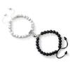 Trendy Couple 2Pcs/Set Natural Stone Beads Love Heart Magnetic Bracelet For Women Men Charm Peach Beaded Bracelets Jewelry Gifts