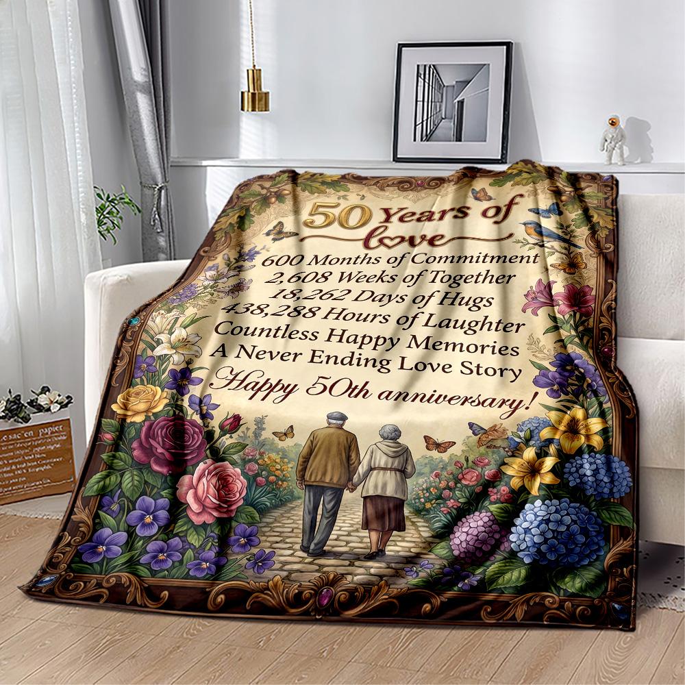 Princess 50th Birthday Celebration Blanket Soft Warm Cozy Suitable for Chair Seaside Livingroom for All Occasions Stylish Decor