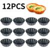 12PCS Non-stick Ripple Egg Tart Mold Carbon Steel Round Tart Quiche Pans Cupcake Muffin Baking Mould Kitchen Baking Tool