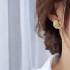 S Silver Needle Gentle Retro Style Amber Earrings Female Korean Personality Versatile Stud Earrings Geometric Earrings