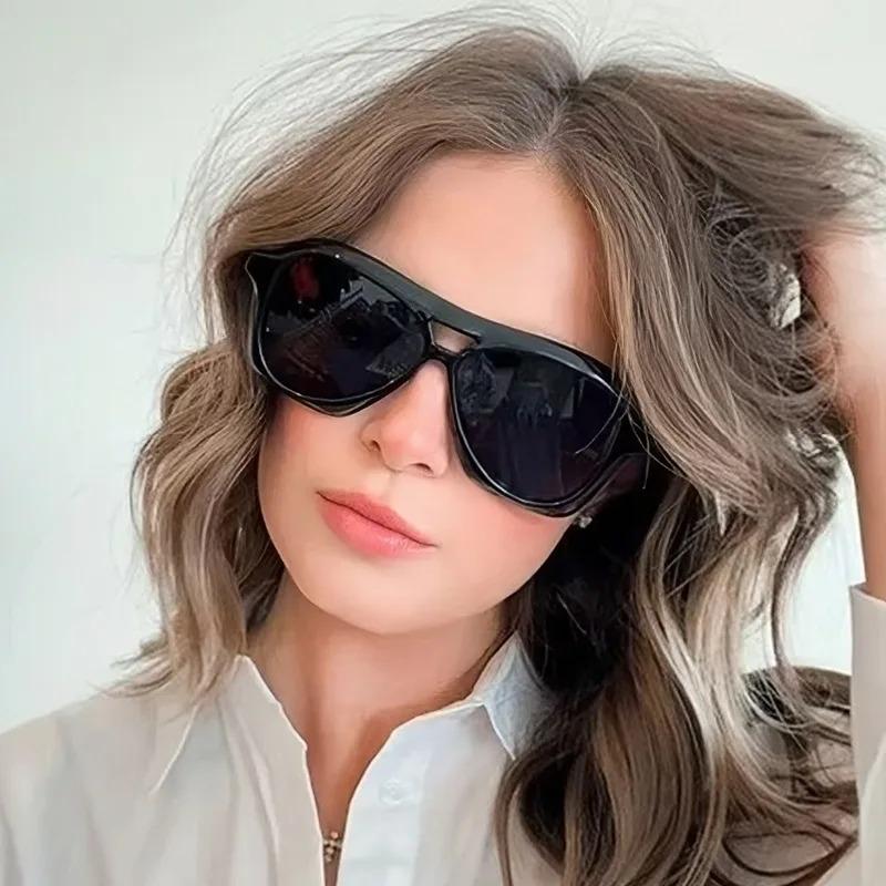 Retro Women Double Beam Sunglasses Brand Designer Glasses New Ins Fashion Gradient Eyewear Men Eyeglasses UV400 Goggles