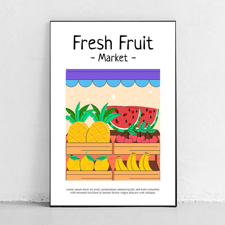 Fruit Market Strawberry Lemon Orange Banana Cherry Wall Art Nordic Posters Pictures For Living Room Decor Canvas Prints Painting