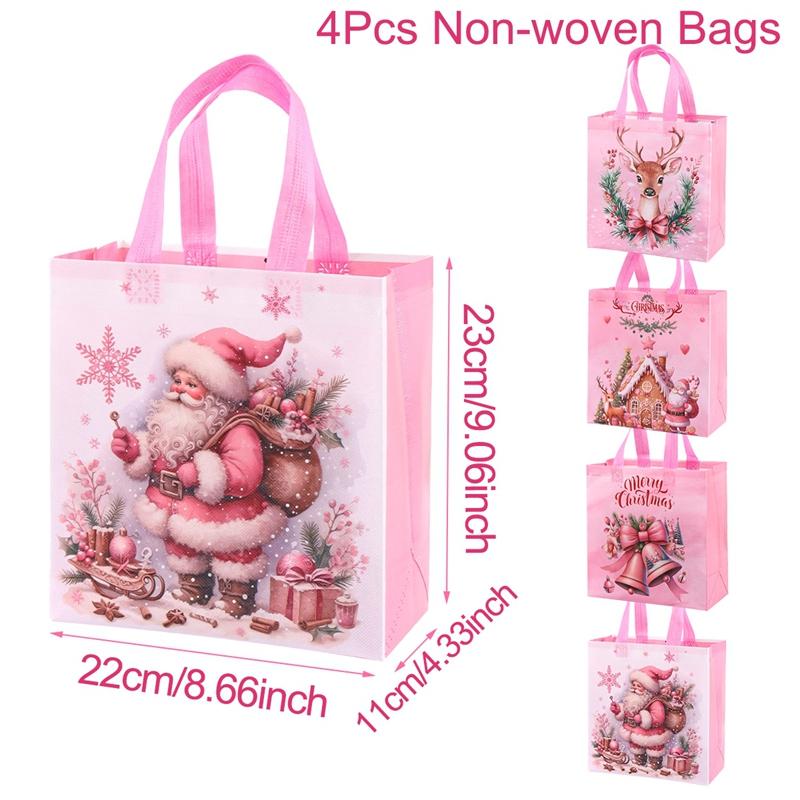 4/8pcs Christmas Gift Bag Santa Non-Woven Bag Christmas Decorations For Home 2026 Xmas Navidad Noel Gifts New Year Packaging Bag