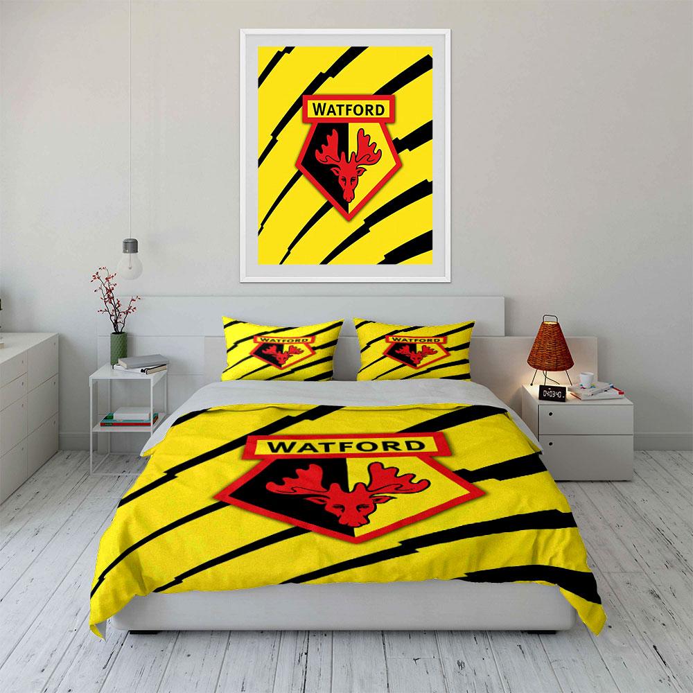 "Watford Logo Bedding Set" Bedding Duvet Cover Set Duvet Cover Pillowcases (1 * Duvet Cover 2 * Pillowcases, Without Duvet Insert)