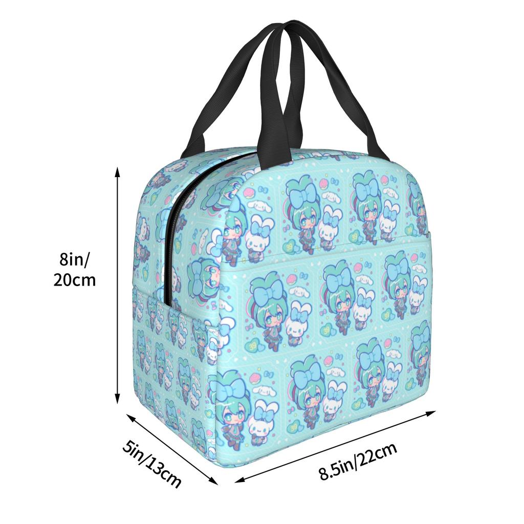 Custom Hatsunes Anime Mikus Thermal Insulated Lunch Bag Women Men Manga Resuable Lunch Tote for School Multifunction Food Box