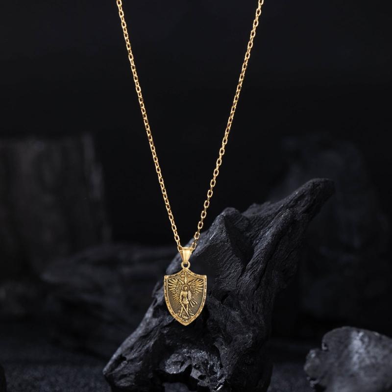 Punk Rock Stil Anhänger Halskette Robuste Edelstahl Engelschild Anhänger Halskette Stilvolle Halskette Schmuck