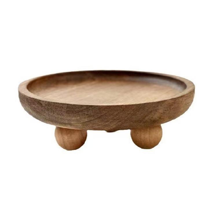 Holz-Schminkschale mit texturierten Schmuckorganisatoren Schale Eleganter Holzsockel für Kommode und Nachttisch Display