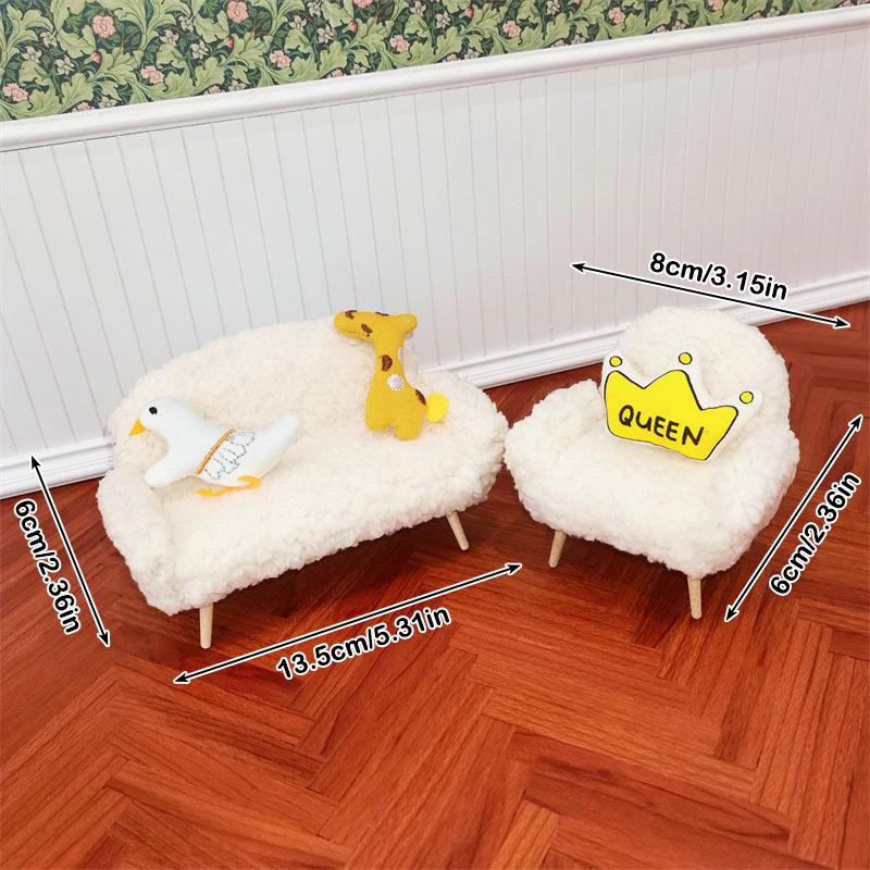 1:12 Dollhouse Miniature Sofa Chair Soft Single Sofa Double Sofa With Pillow Trendy Toys Doll Home Furniture Decor Toy