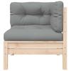 3 Piece Garden Lounge Set with Grey Cushions Solid Pine Wood