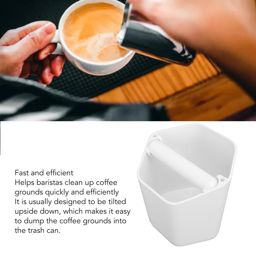 Coffee Knock Box, Easy To Clean, Efficient, Non-Slip, Durable, Compact (White)