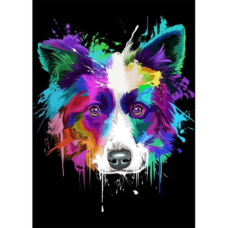 Abstract watercolor, French bulldog, pups, posters, canvas printing, colorful picture of a dog, wall painting for the living room, quadros