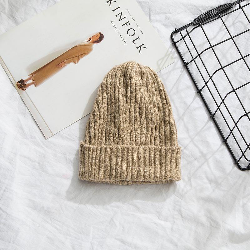 Solid Color Extended Wool Hat Women's Winter Versatile Cold-proof Loose Warm Casual Knitted Hat Men