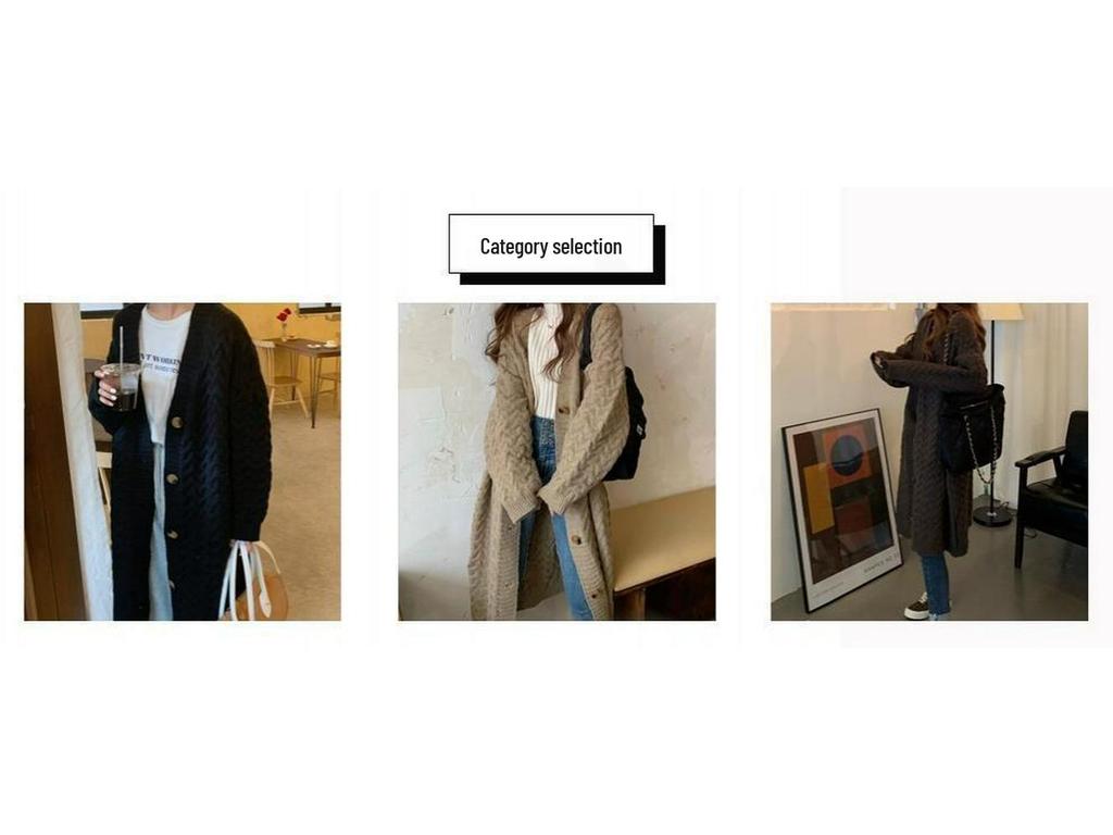 Women's Mid-Length Retro Knit Cardigan: Cozy, Loose Autumn/Winter Sweater Coat