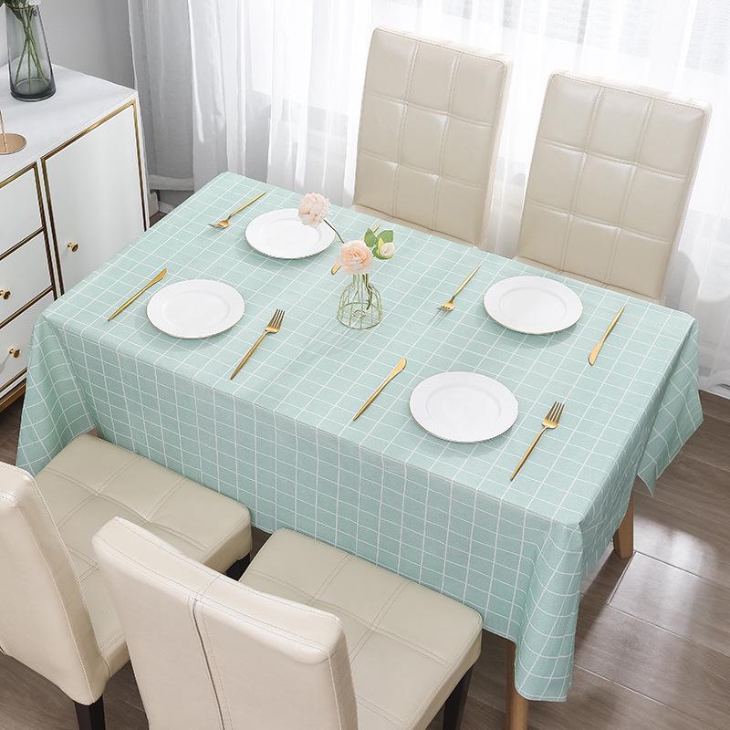 Nordic Style PEVA Waterproof Plaid Tablecloth, Oil-Proof, Luxury Dining or Coffee Table Mat