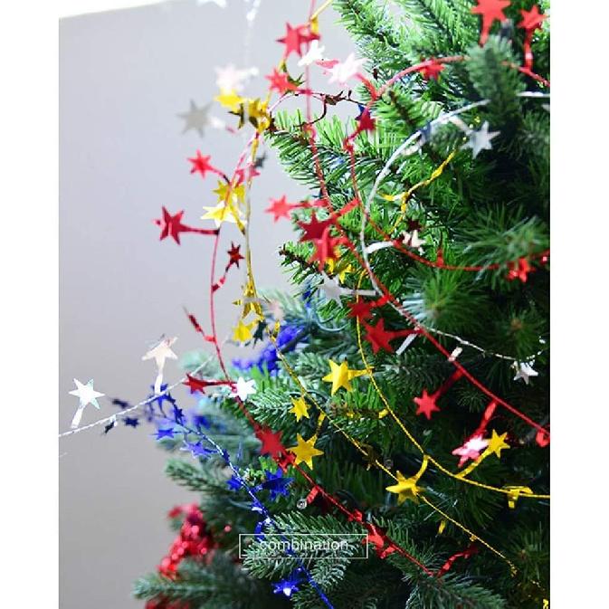 25 Ft Star Garland Christmas Tree Ornament Tinsel Wire Garland Home Baby Shower Christmas New Year Wedding Birthday Party Decoration Festive