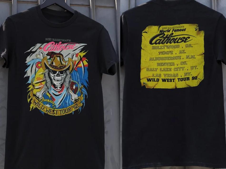Vintage 1992 Cathouse Wild West Hollywood Tour T-Shirt Double Sided Unisex T-Shirt XXXXL