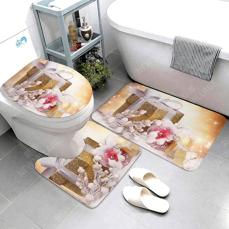 Home Bathroom Floor Mats Christmas Decorations Bath Foot Mat Modern Bathroom Accessories Rug Toilet Mat Bathtub Anti-slip Carpet