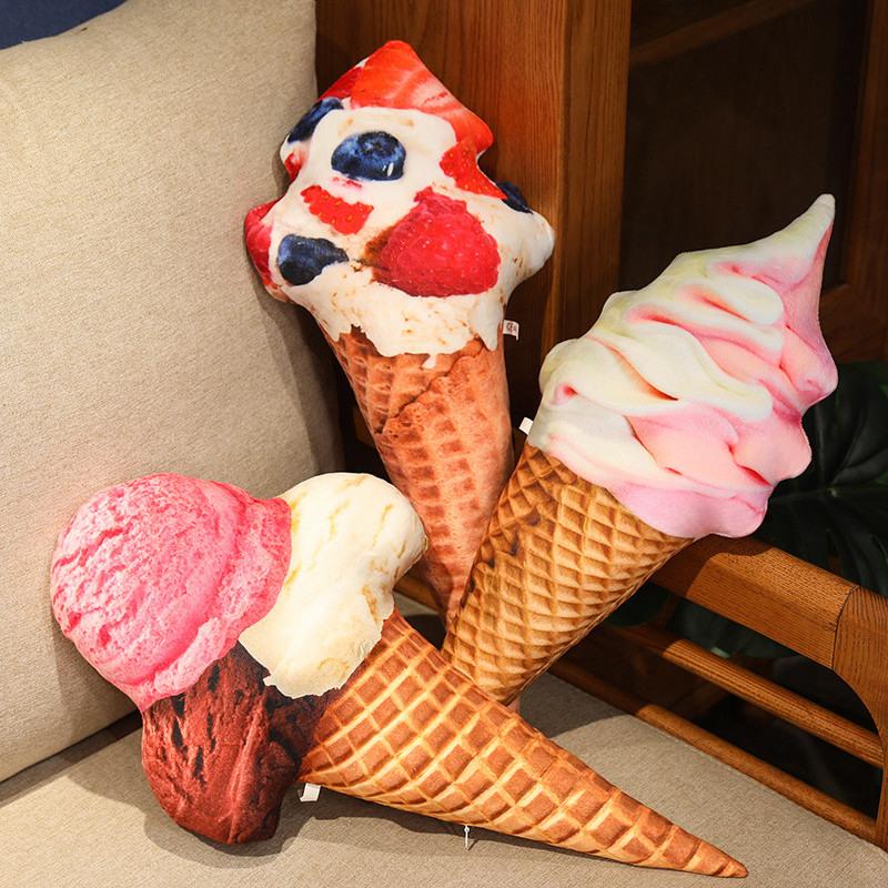 Ice Cream Theme Cushion Stuffed Plush Toys Multi Flavored Sweety Ice Cream Cone Dolls Pillow Kids Birthday Gifts Decors For Home