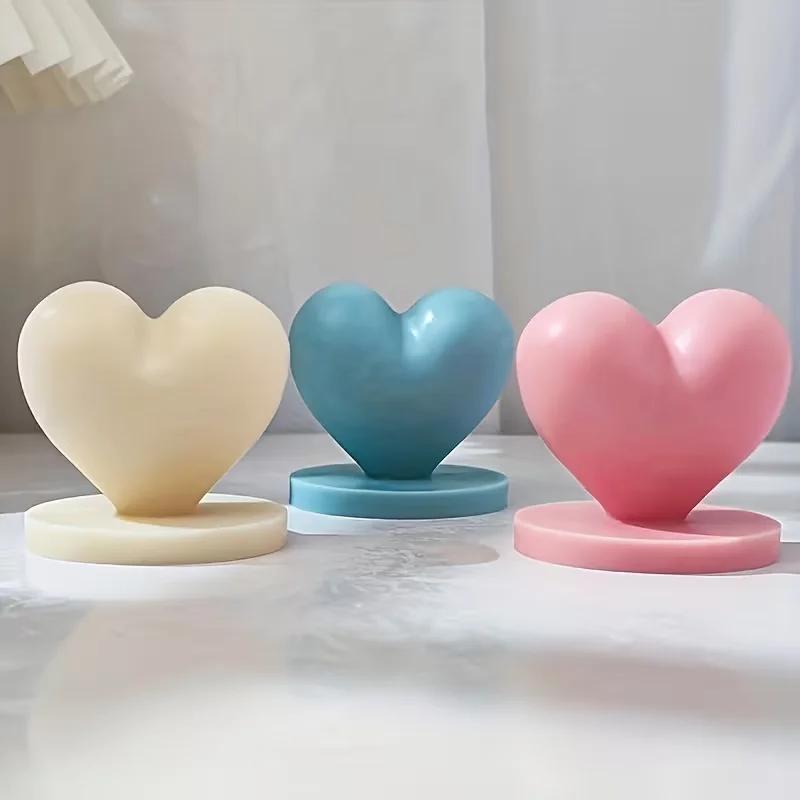 3D Love Candle Silicone Mold DIY Handmade Heart-shaped Soap Gypsum Crystal Crafts Resin Casting Mold Valentine's Day Gift Making