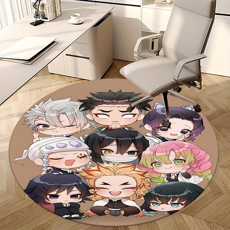 1pc Anime Character Round Carpet - Office Chair Mat, Non-Slip Rug for Home Decor, Seasonal Gift, Suitable for Office, Living Room
