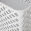Large White Decorative Storage Basket with Cut-Out Handles Durable Plastic Mesh Design Ideal Organizing Home Office Garage Toys