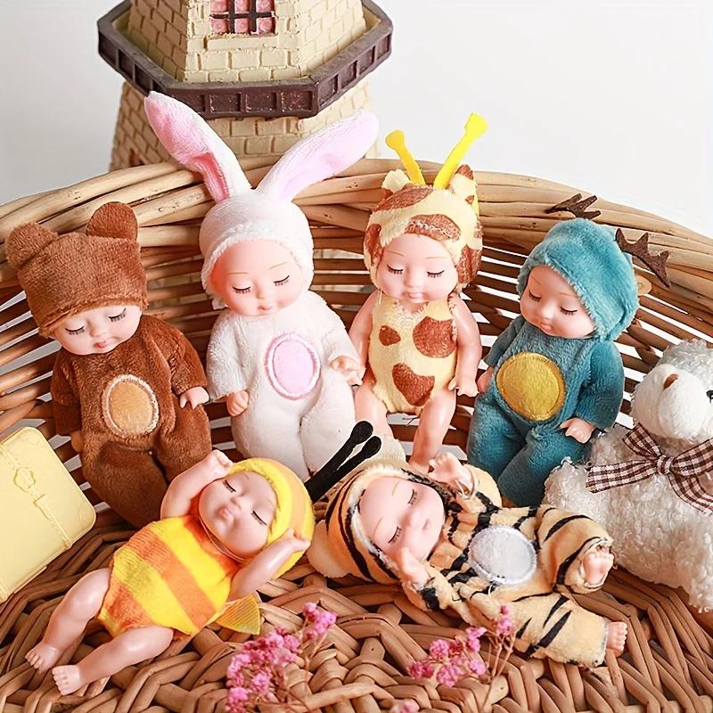 1pc Mini Reborn Animal Doll, Realistic Doll, Cute Animal Doll,Bear, Giraffe, Little Tiger, Little Rabbit Sleeping Doll Toy,