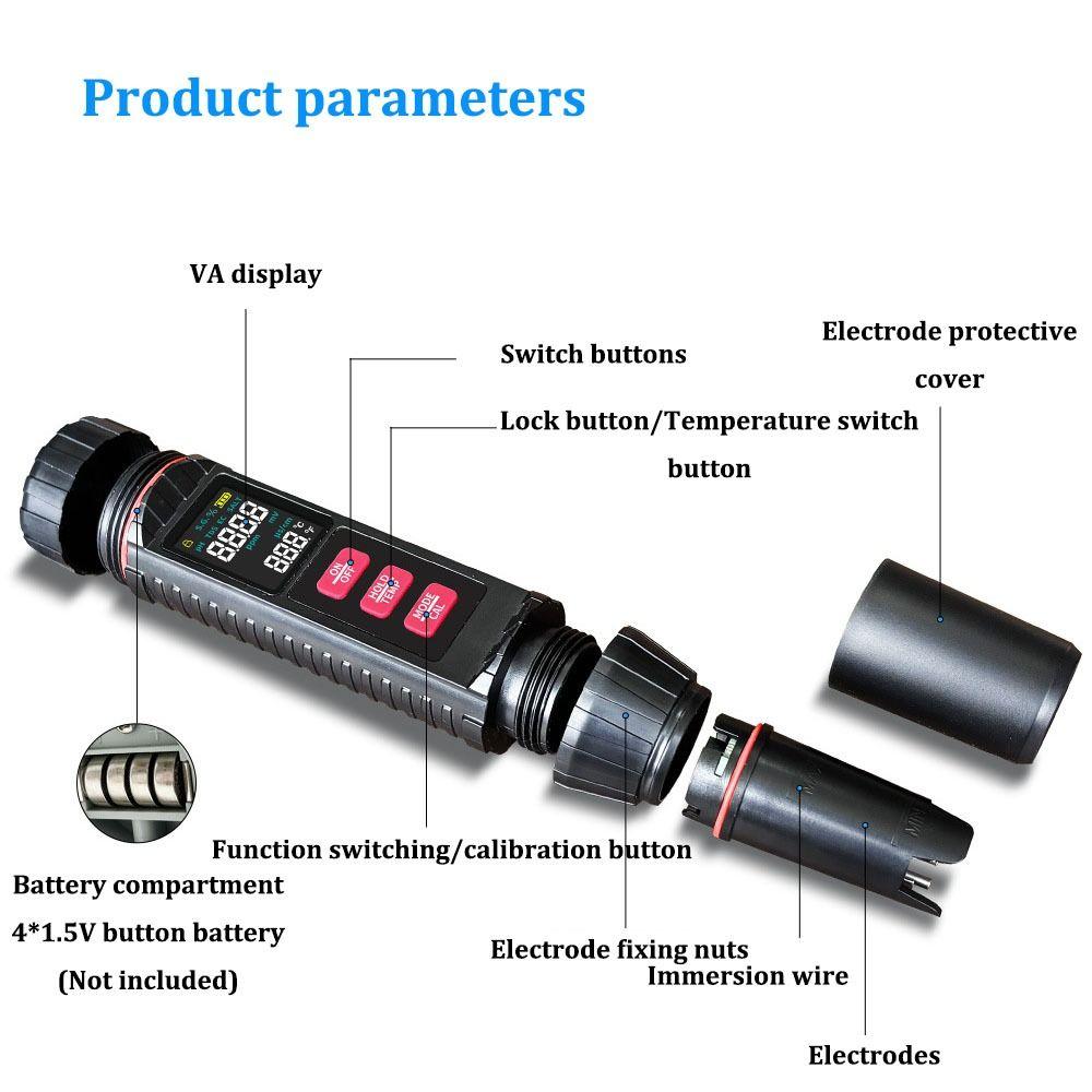 Waterproof Household Water Test Pen Multifunction PH Tester Durable Digital PH Meter  Hospitals