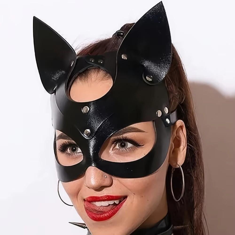 Chain Harness Cat Mask Black Color Masquerade Mask Sexy Fancy Mask Cosplay Party