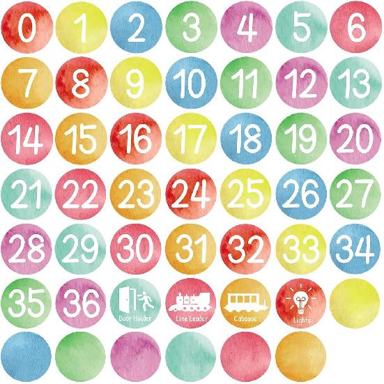 48PCS Boho Rainbow Numbers Stickers Classroom Decorations Colorful Mini Dots Number Spot Markers Stickers Boho Classroom Labels Accents Cutouts for