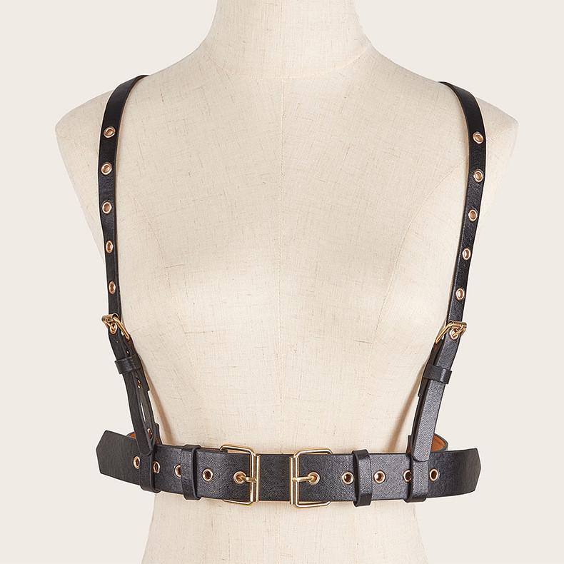 Spring Womens Punk Strap Style Waist Belt In Faux Leather With Iron Buckle For Casual Streetwear