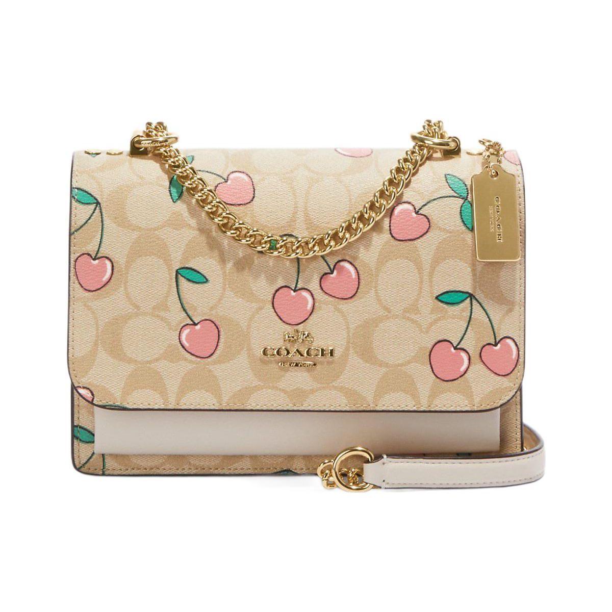 

Coach Klare 22 Heart Cherry Print Coated Canvas And Smooth Leather Shoulder Crossbody Bag Small Women Bags Brown White CE610-IMOT4 Basic Set (Bag+Dust Bag)
