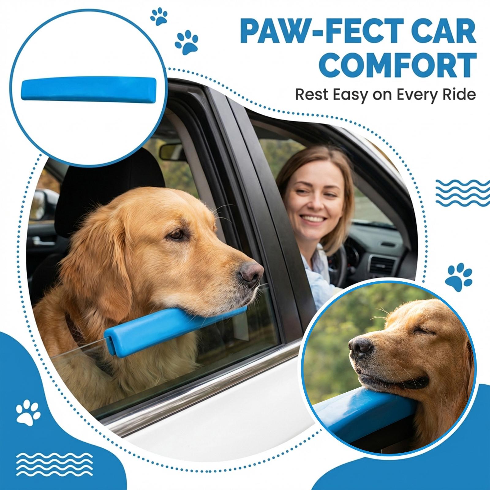 

Window Chin Rest For Cool, Safe & Comfortable Rides - Dog - Secure Fit, Easy Clean Travel Cushion One Size синий