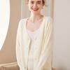 Women's V-Neck Cashmere Cardigan - Fine Knit Long Sleeve Outerwear for Spring/Autumn