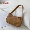 Women Travel Shoulder Bags Female PU Leather Zipper Shopping Underarm Bags Pure Color Small Purse  Purses and Handbags