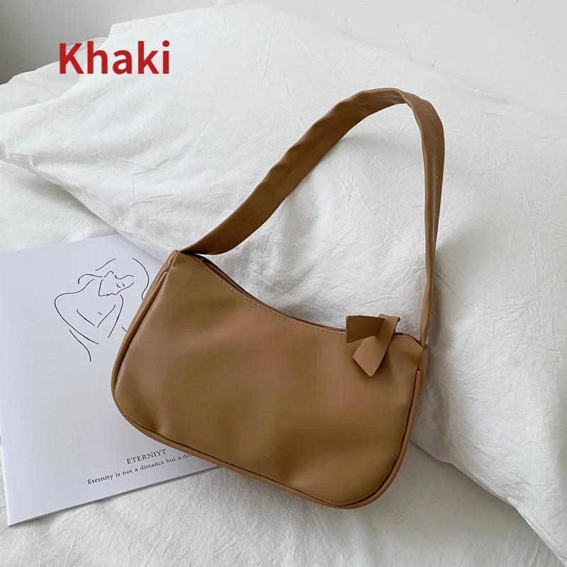 Women Travel Shoulder Bags Female PU Leather Zipper Shopping Underarm Bags Pure Color Small Purse  Purses and Handbags