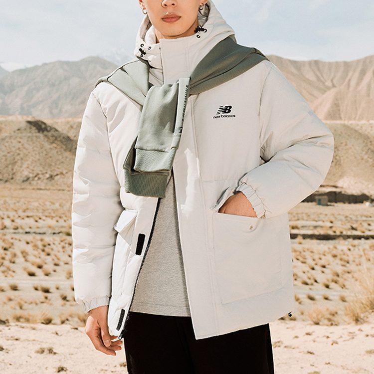 New Balance Down Jackets Men's White Hooded Moderate Other AMJ23340-GYM